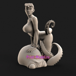 Девушка и осьминог 3d модель
