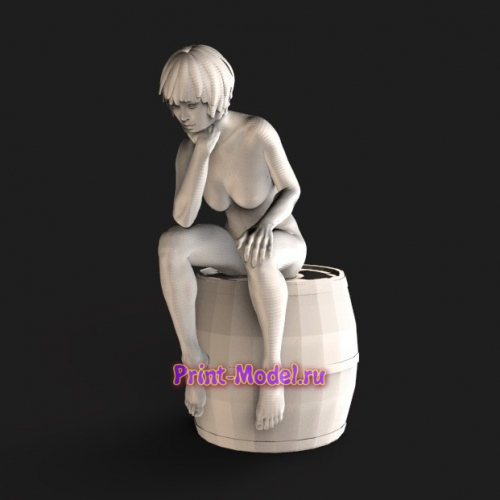 Девушка на бочке 3D модель