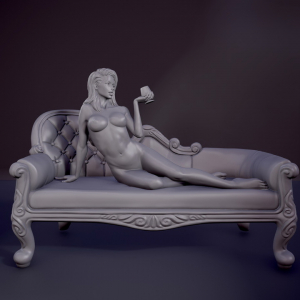 Девушка на банкетке модель 3D