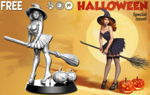 Halloween девушка на метле 3D